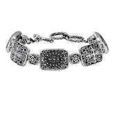 AB-6015-S Sterling Silver Bracelet With Plain Silver Jewelry Bali Designs Inc